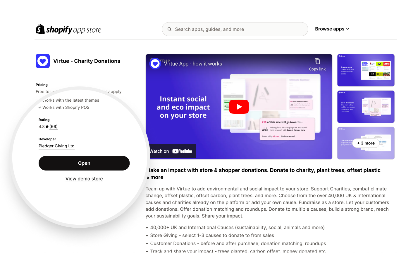 App store link integration screenshot